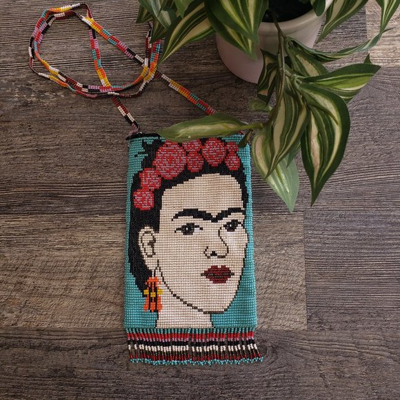 Amazing Frida Kahlo Portrait Beaded Bag Artisan Made in Guatemala NWOT - Picture 5 of 16